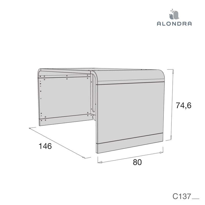 Premium cot - bed - desk with steel legs (70x140cm) · C137