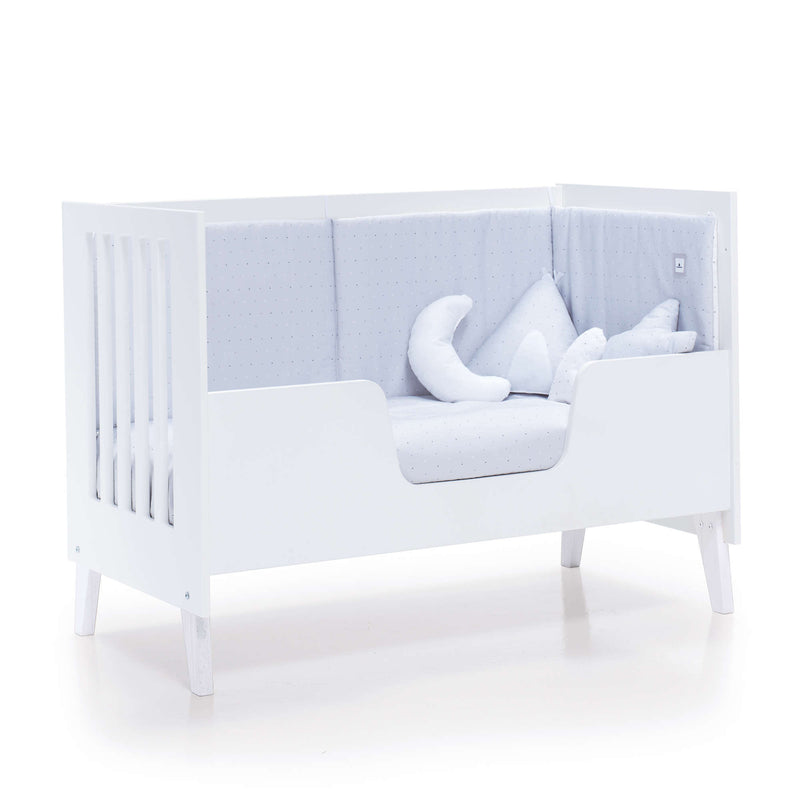 Camita infantil blanca convertible en escritorio 4 en 1