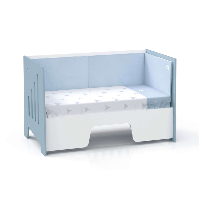 Sofá infantil convertible en cuna de 70x140 azul celeste