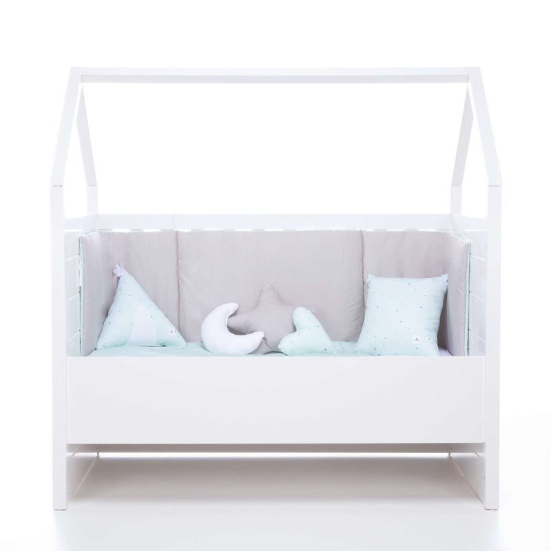 White montessori house cot and teepee tent bed (5in1) 70x140 Auna Mint
