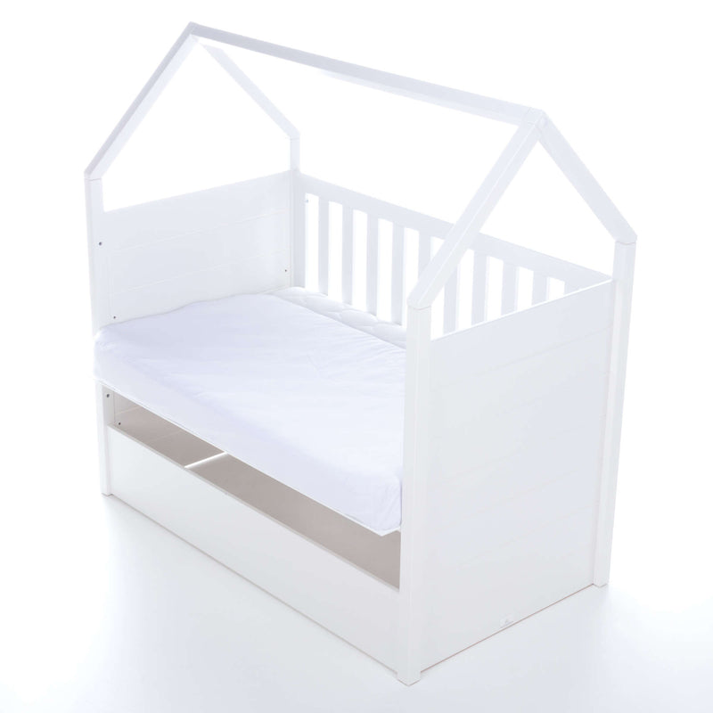 Lit cabane bébé 70x140 cm (3in1) avec linge de lit Mint · Auna 