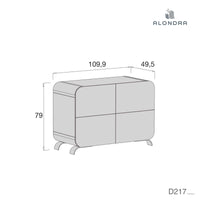 Kinderkommode 4 Schubladen (110cm) mit Stahlbeine · Kurve D217