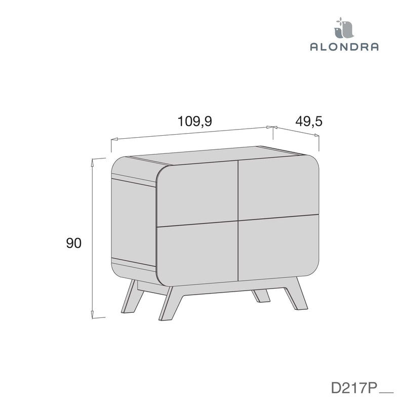 Premium Chest with 4 drawers and wooden legs (110cm) · D217P