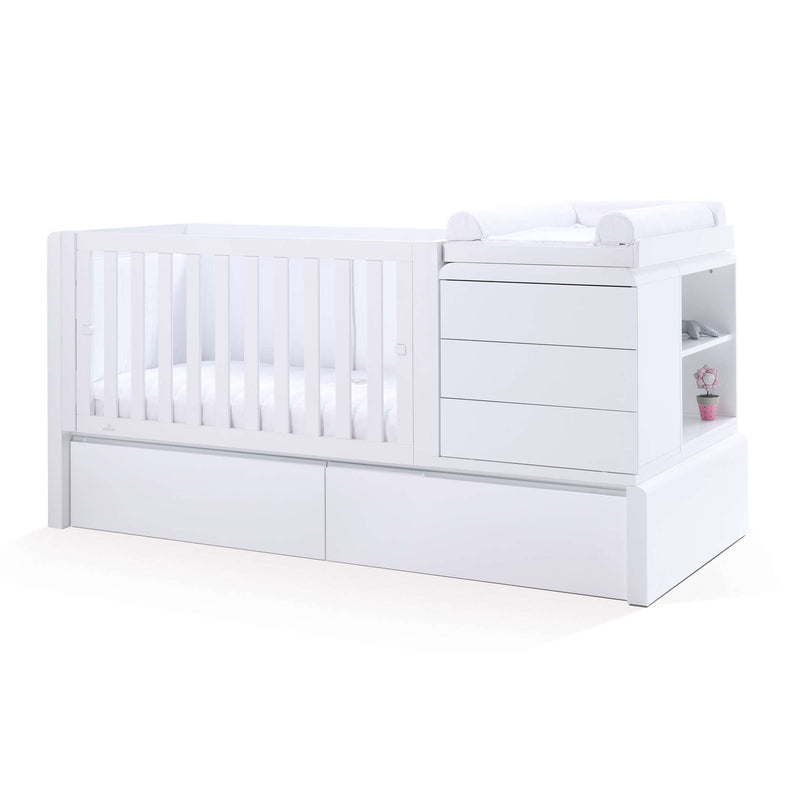 Verwandelbares Babybett 70x140 cm (Montage Links) weiss · Kurve White K417L