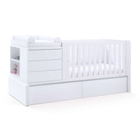 Verwandelbares Babybett 70x140 cm (Montage Recht) weiss · Kurve White K417R