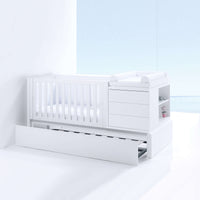 Verwandelbares Babybett 70x140 cm (Montage Links) weiss · Kurve White K417L