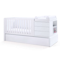 Verwandelbares Babybett 70x140 cm (Montage Links) weiss · Kurve White K417L