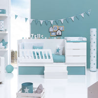 Convertible crib with drawers/trundle bed 70x140 cm white/aquamarine · Sero More K546-M7781