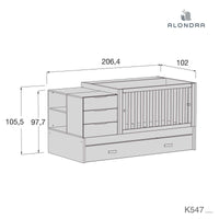 Convertible crib with drawers/trundle bed 70x140 cm wood/white · Sero Loft K547-M9477