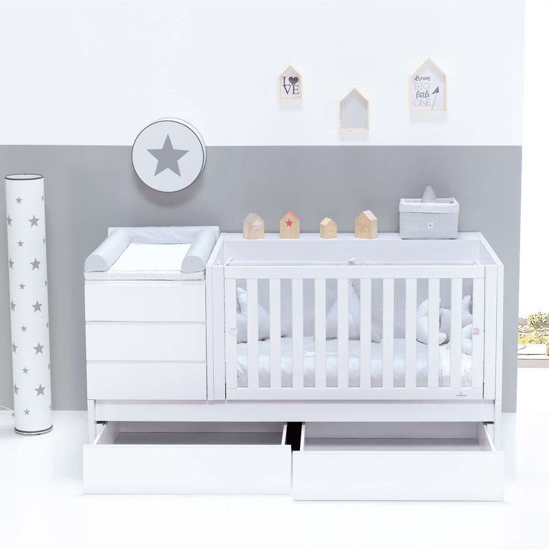 Lit bébé évolutif avec lit ou tiroirs gigogne (70x140 cm) blanc · Sero Kubo K551-M7700