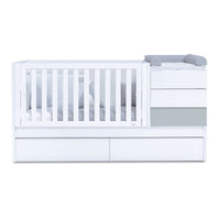 Grey/white convertible crib 70x140cm with drawers or trundle bed · Sero Kubo K551-M7778