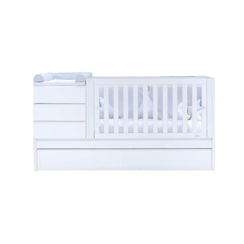 White convertible crib 70x140cm with drawers or trundle bed · Sero Kubo K551