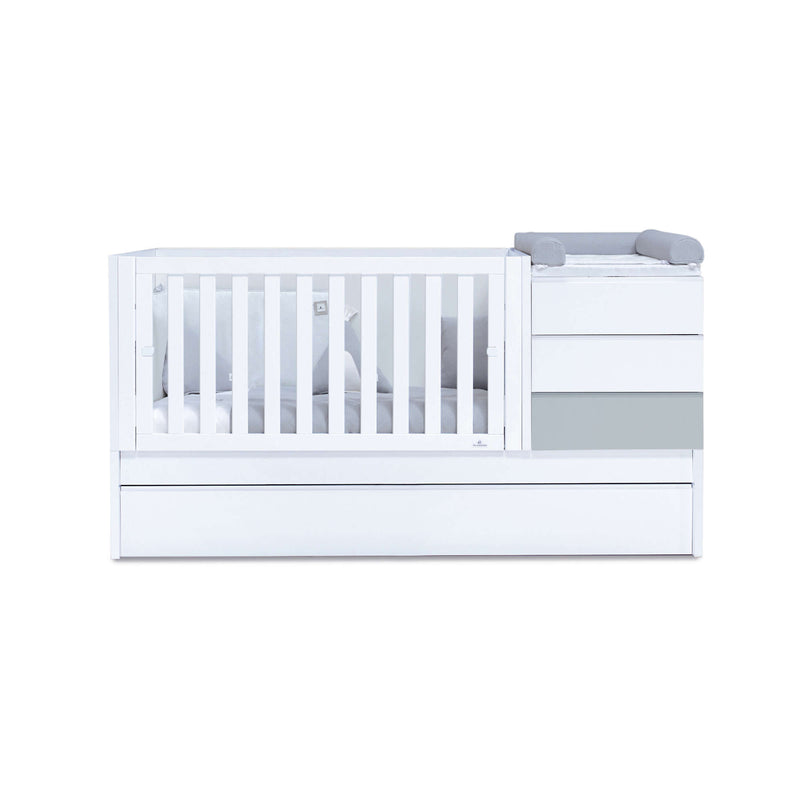 Grey/white convertible crib 70x140cm with drawers or trundle bed · Sero Kubo K551-M7778