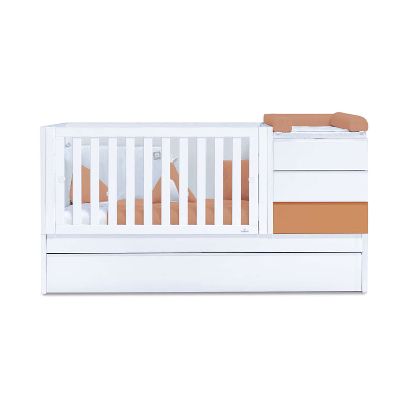 Convertible crib with trundle bed/drawers (70x140 cm) terracotta · Sero Kubo K551N-M7783