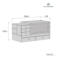 White/mint convertible crib with drawers/trundle bed · Sero Bubble K554-M7755