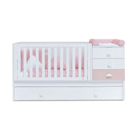 White/pink convertible crib with drawers/trundle bed · Sero Bubble K554-M7742