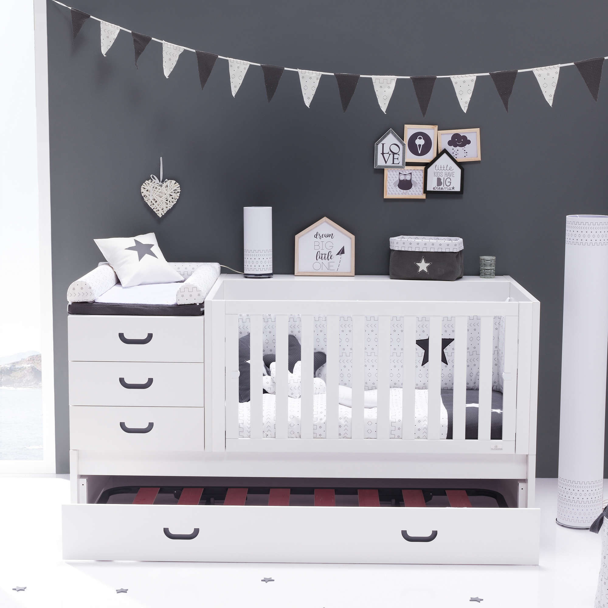 Bed cot for baby Sero Joy Ethnik convertible into a desk