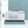 Convertible crib with drawers/trundle bed 70x140 cm white/aquamarine · Sero More K546-M7781