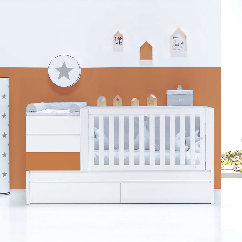 Lit Montessori pour bébé 70x140 cm avec textile en terracotta INDY