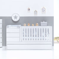 White convertible crib 70x140cm with drawers or trundle bed · Sero Kubo K551