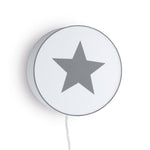 Lámpara de pared gris con estrella serigrafiada en tela plastificada