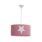 Lámpara de techo rosada rose con estrella blanca estampada con florón de plástico