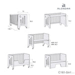 Cot and desk 60x120cm 5 stages Omni Mint · C181-M7755