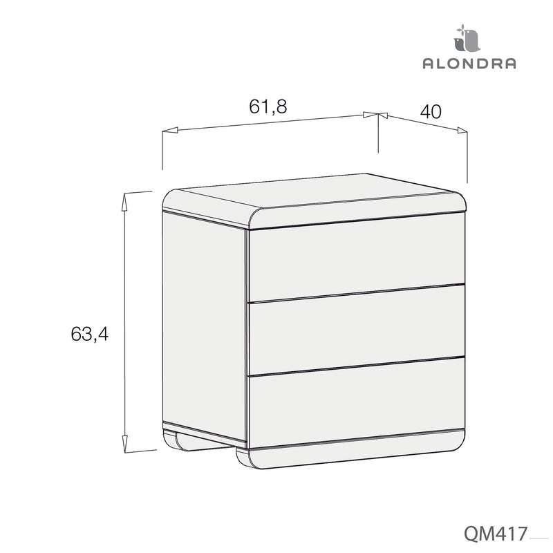 Chevet de 3 tiroirs pour enfants · Premium Kurve QM417