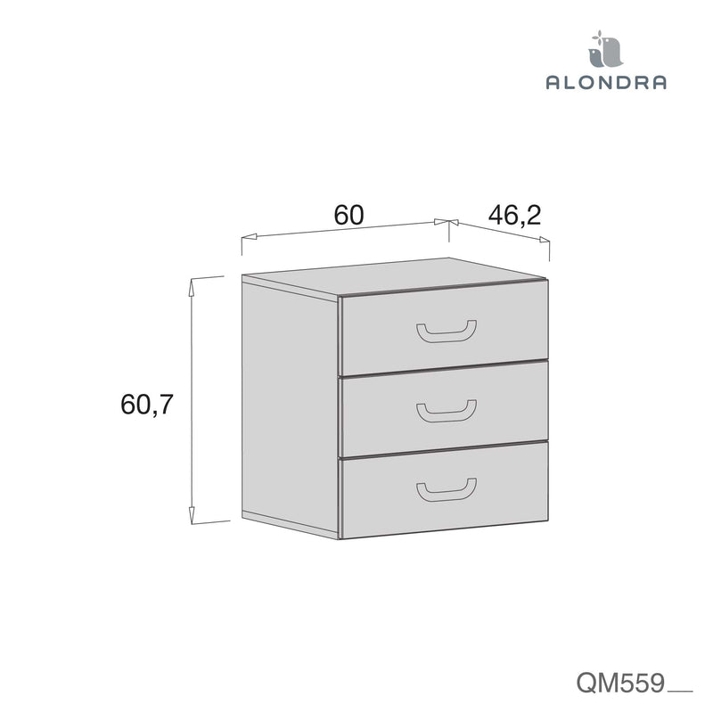 Nachttisch (3 Schubladen) für Kinderzimmer · Joy QM559