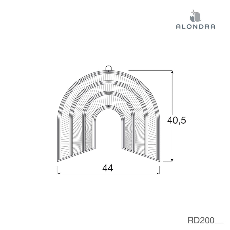 Medidas del adorno decorativo de pared infantil de mimbre en forma de arcoíris RD200 de Alondra