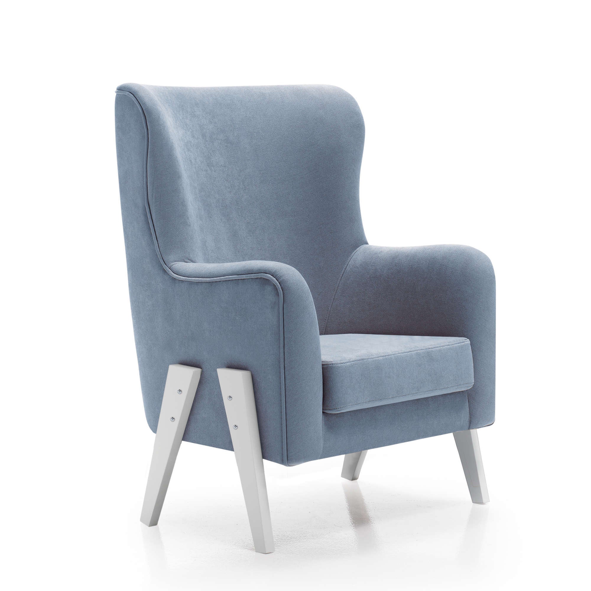 Glam rocking armchair with lacquered legs