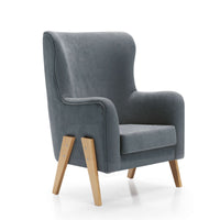 Glam fabric nursing chair with natural legs · Glam