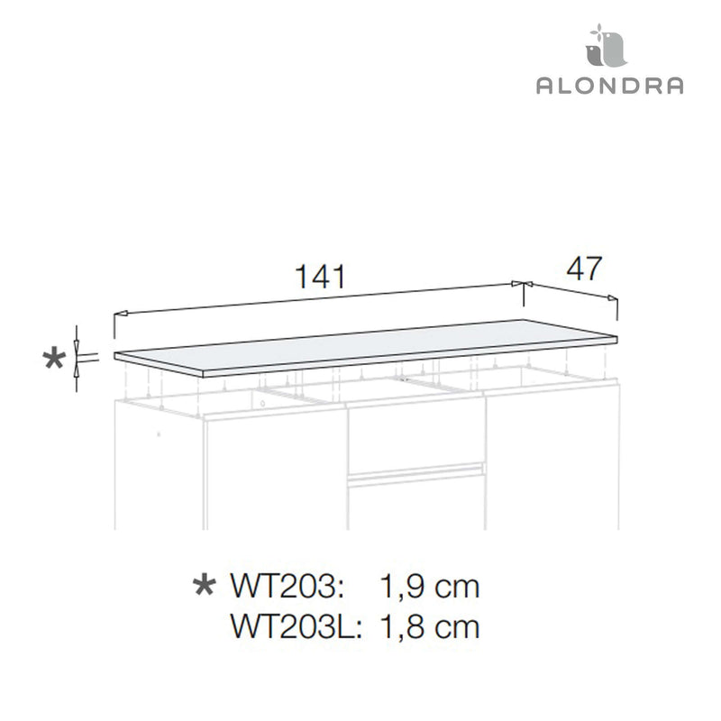 Top lid for 2 modules Modular chest · WT203L