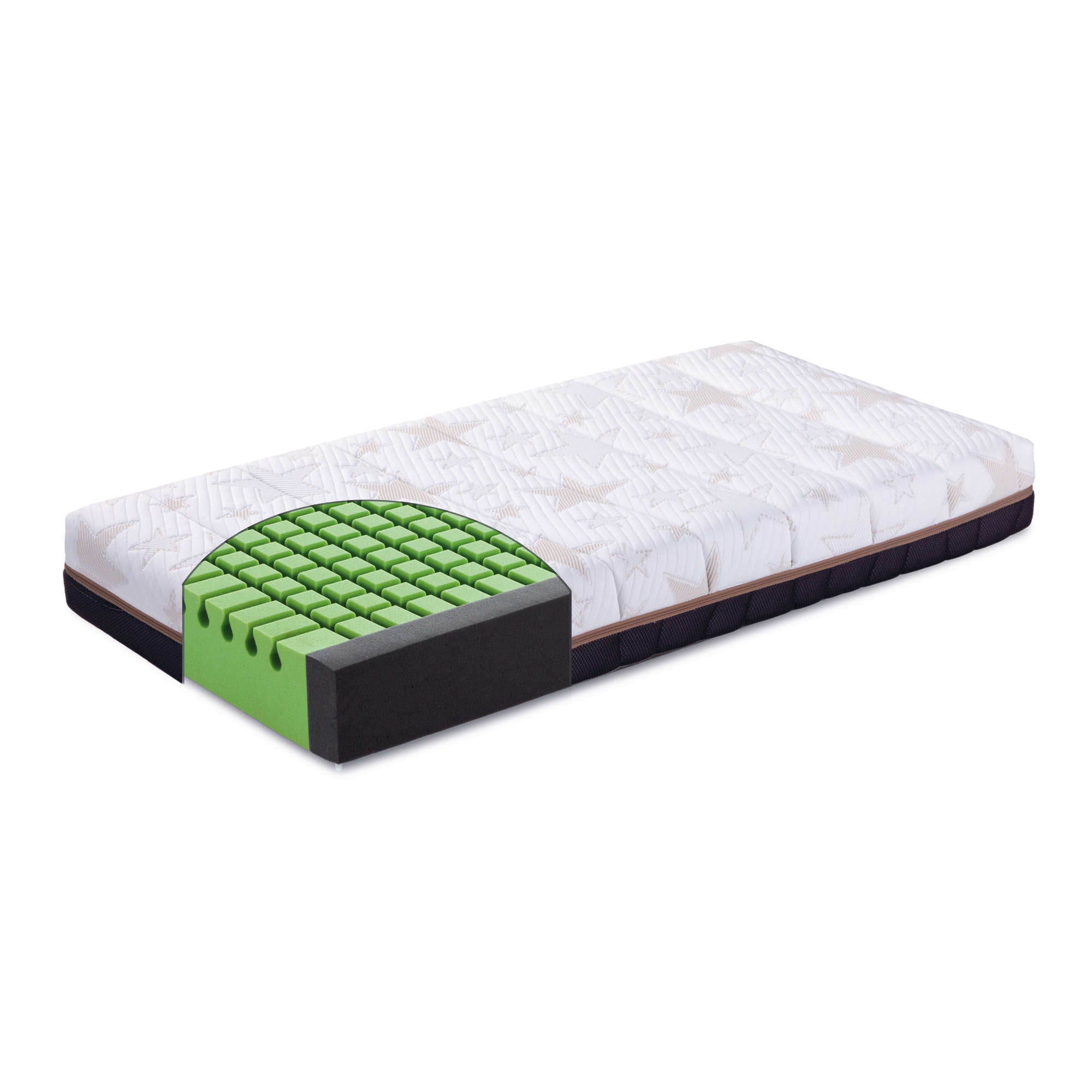 Matelas Pliable MiaSuite 80x160 Cm Hauteur 11 Cm - Waterfoam - Revêtement Argent Antibactérien